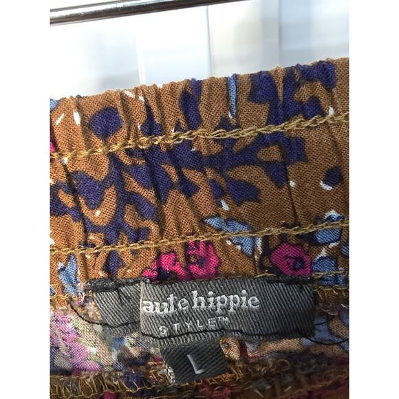 Haute Hippie Harem Pants Wide Leg Boho Elastic Waist Tie Cuff Size Large Pink Br - Picture 7 of 9